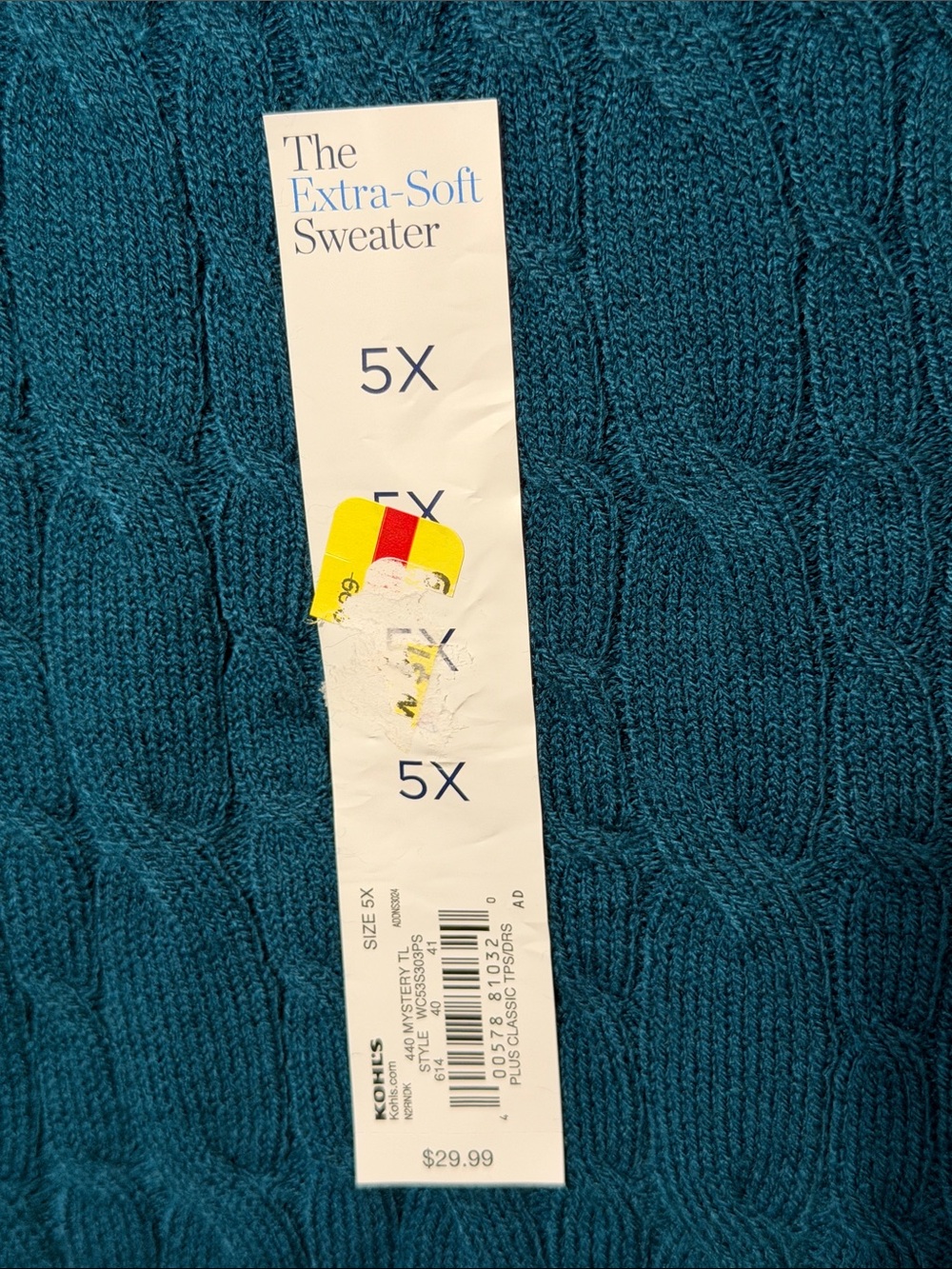 NWT Croft & Barrow Sweater Size 5x Teal - Picture 5 of 5